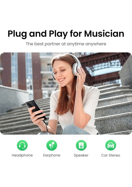 Siyah Akıllı Çip Ugreen Tip C 3.5 Jack USB C 3.5mm Kulaklık Adaptörü Ses Aux 3.5 mm Jak Dönüştürücü Huaweı P40 Xıaomı Oneplus 8 Pro (Yurt Dışından)