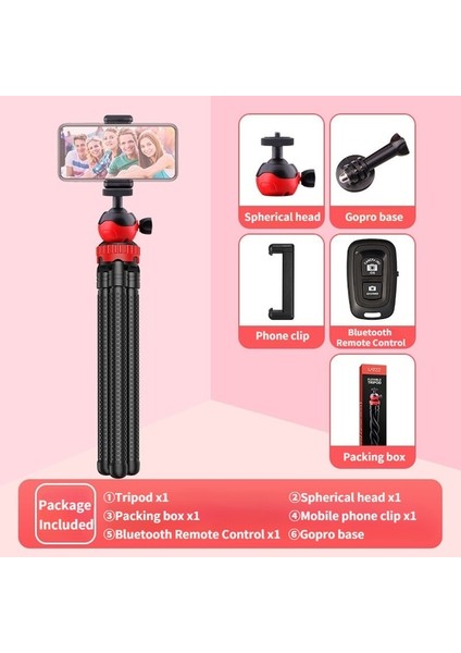 Gopro Tabanı ile Ahtapot Esnek Tripod Standı Telefon Tutucu Dslr Fotoğraf Makinesi Yakalama Vidası Ballhead ile Soğuk Ayakkabı Klip Vlog Kiti (Yurt Dışından)