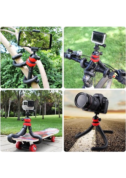 Gopro Tabanı ile Ahtapot Esnek Tripod Standı Telefon Tutucu Dslr Fotoğraf Makinesi Yakalama Vidası Ballhead ile Soğuk Ayakkabı Klip Vlog Kiti (Yurt Dışından)