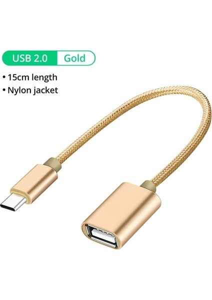 Altın Otc Kablo Yeni Tip C Microusb Otg Adaptör USB Tip C Dişi Dönüştürücü Kablo Flash Sürücü Okuyucu Fare Gamepad Tablet Telefon Dönüştürücü (Yurt Dışından)