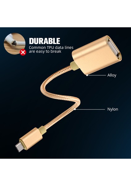Altın Otc Kablo Yeni Tip C Microusb Otg Adaptör USB Tip C Dişi Dönüştürücü Kablo Flash Sürücü Okuyucu Fare Gamepad Tablet Telefon Dönüştürücü (Yurt Dışından)