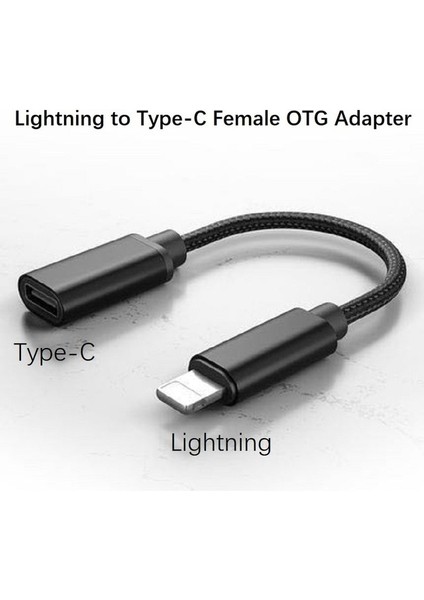 Siyah L2C Dişi Yıldırım Erkek - Tip-C Dişi Otg Adaptörü iPhone 13 12 11 Pro Max,xs,xr,ipad Air,ipod Desteği Usb-C Dijital Kulaklık Dac (Yurt Dışından)