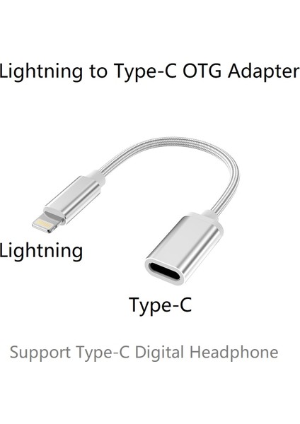 Siyah L2C Dişi Yıldırım Erkek - Tip-C Dişi Otg Adaptörü iPhone 13 12 11 Pro Max,xs,xr,ipad Air,ipod Desteği Usb-C Dijital Kulaklık Dac (Yurt Dışından)