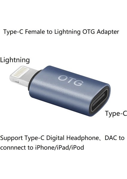 Siyah L2C Dişi Yıldırım Erkek - Tip-C Dişi Otg Adaptörü iPhone 13 12 11 Pro Max,xs,xr,ipad Air,ipod Desteği Usb-C Dijital Kulaklık Dac (Yurt Dışından)