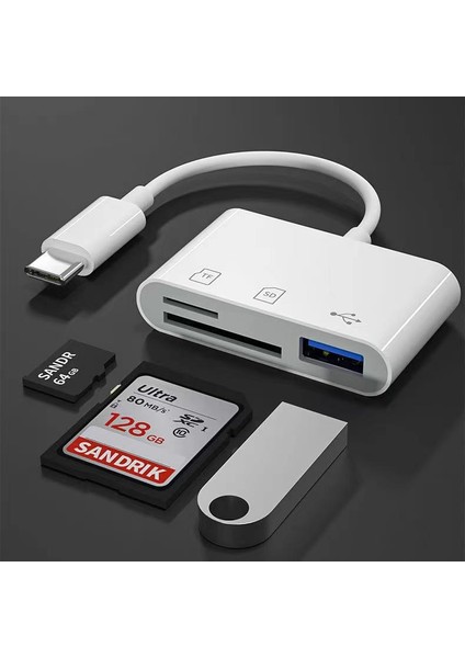 Siyah Tip-C Mikro Adaptör Tf Cf Sd Hafıza Kartı Okuyucu Yazar Kompakt Flaş Usb-C IPad Pro Için Huawei Macbook Için USB Tipi C Adaptörü (Yurt Dışından)