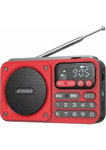 Kırmızı Taşınabilir Mini Fm Radyo Cep Fm Radyo Alıcısı Bluetooth Hoparlör Tf/usb/kulaklık Müzik Çalar Kaydedici LED Ekran ile (Yurt Dışından)