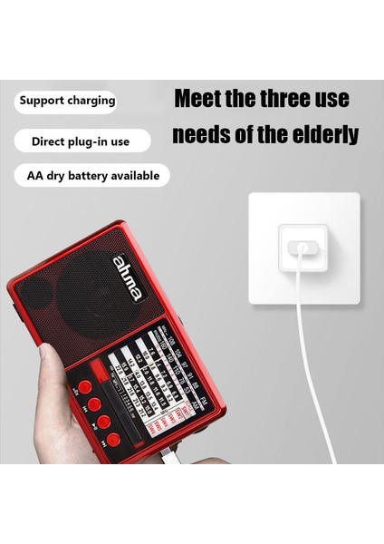 Gümüş Grisi Jınserta Taşınabilir Fm/am/sw Radyo Çok Bantlı Hı-Fı Radyo Hoparlörü, El Feneri Desteği Tf Kart/u Disk Kulaklık Çalma (Yurt Dışından) modelleri