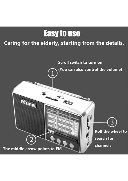 Gümüş Grisi Jınserta Taşınabilir Fm/am/sw Radyo Çok Bantlı Hı-Fı Radyo Hoparlörü, El Feneri Desteği Tf Kart/u Disk Kulaklık Çalma (Yurt Dışından) fırsatları