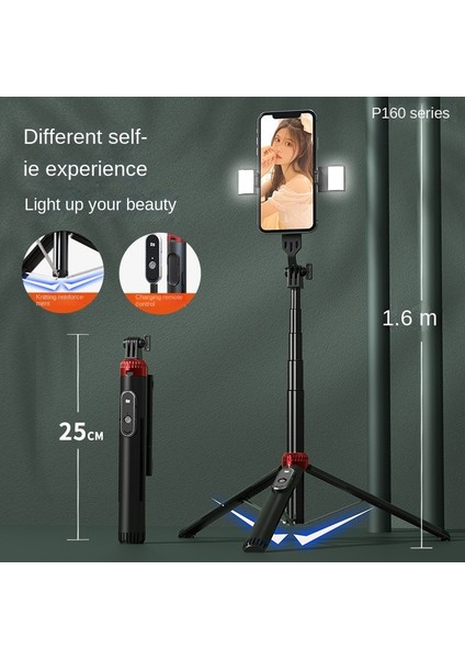 P160D-2 Siyah Xiaomi Mini Selfie Çubuğu Kablosuz Bluetooth Uyumlu Selfie Çubuğu Katlanabilir Mini Tripod Deklanşör Uzaktan Kumanda Uzatmak 1.6 M (Yurt Dışından) modelleri