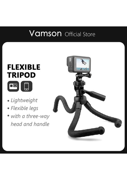 VP424 Vamson Eylem Kamera Cep Telefonu Için Saplı Ahtapot Esnek Tripod Kablosuz Uzaktan Kumandalı Gopro 11 10 9 8 Djı VP434 Için (Yurt Dışından)