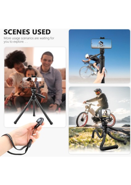 VP424 Vamson Eylem Kamera Cep Telefonu Için Saplı Ahtapot Esnek Tripod Kablosuz Uzaktan Kumandalı Gopro 11 10 9 8 Djı VP434 Için (Yurt Dışından) modelleri