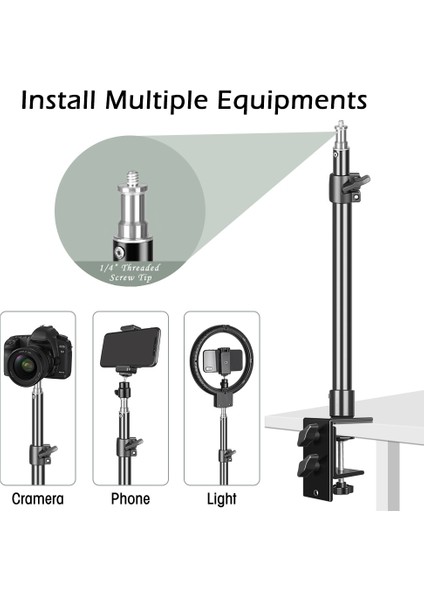 Hiçbir Top Kafa C Tripod Kelepçe Masa Montaj Işık Standı ile 1/4 "top Kafa Masa Armatür Halka Işık Ayarlanabilir Masa Üstü Braketi Standı Dslr Kamera (Yurt Dışından)