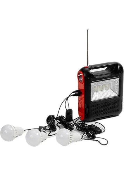 3 Ampul USB Şarj Ev Sistemi Fm Radyo Alıcısı ile Güneş Enerjisi Paneli Jeneratör Kiti LED Ampuller Acil Aydınlatma Bluetooth Hoparlör (Yurt Dışından)