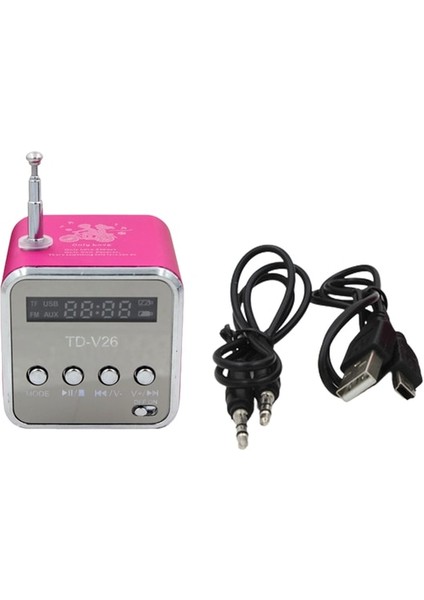 Pembe Taşınabilir Acil Durum Radyosu LCD Stereo Hoparlör Mini Dijital Fm Radyo Hoparlör Dijital Mp3 Çalar Supporttf Kart (Yurt Dışından)