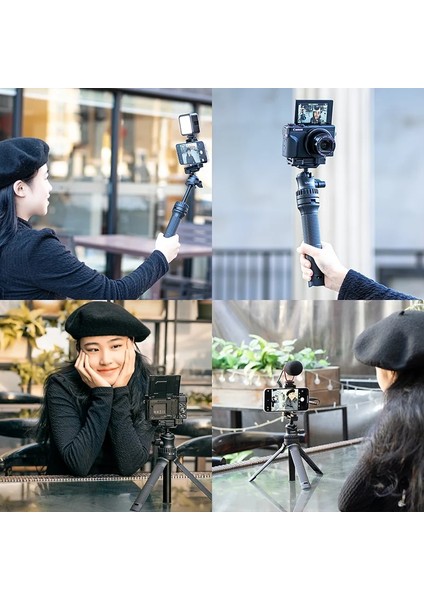 Mt-34 Ulanzi Mt-34 Mini Tripod Telefon Için Çok Fonksiyonlu Uzatılabilir Tripod Soğuk Ayakkabı Uzatma Mikrofon LED Işık Dslr Vlog Için (Yurt Dışından)