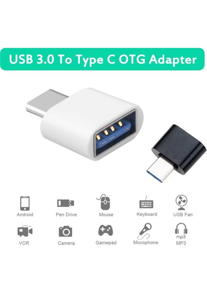 Beyaz Otg Adaptörü USB 3.0 Tip C Otg Adaptör Verileri USB C Tip C Erkek USB Dişi Cep Telefonu Adaptörleri Dönüştürücüler Xiaomi Huaweı Adaptörleri Için (Yurt Dışından)