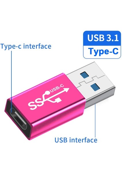 Rose Eonline USB 3.1 Otg Adaptör Tip-C'den Usb-A'ya Usbc Tip C Dönüştürücü Macbook Xiaomi Huawei Samsung Için 10 Gbps Veri Otg Adaptörü (Yurt Dışından)