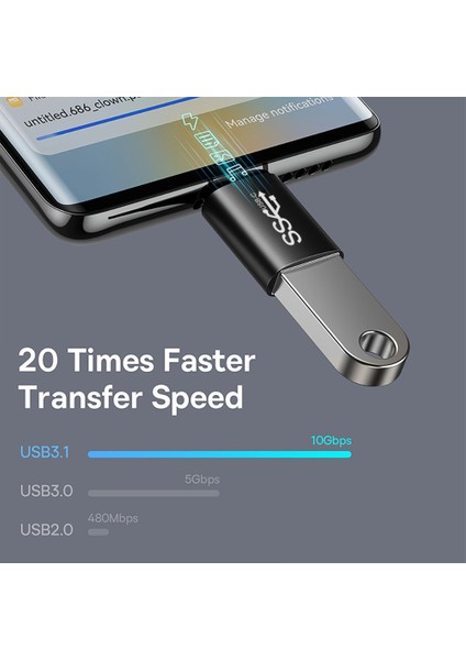 Rose Eonline USB 3.1 Otg Adaptör Tip-C'den Usb-A'ya Usbc Tip C Dönüştürücü Macbook Xiaomi Huawei Samsung Için 10 Gbps Veri Otg Adaptörü (Yurt Dışından)