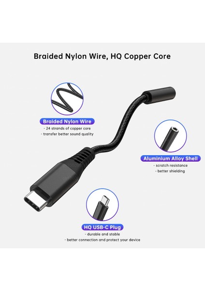 Silver-3pcs USB Tip C 3.5mm Aux Ses Adaptörü USB C Dac Çip Kulaklık Jak Kablosu Samsung S22 Ultra A53 A73 Oneplus 10 Pro 9 Nord 2 T (Yurt Dışından)