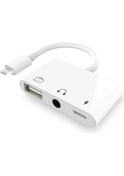 Tip 5 Lightning iPhone - Usb3 Otg Kamera Adaptörü/şarjlı Kablo Kablosu Lightning iPad - Sd/tf Kart Okuyucu Desteği 3,5 mm Aux Ses (Yurt Dışından)