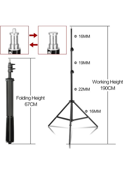Çeyrek Kafa 78 Inç/6.5 FT/200CM Fotoğrafçılık 1/4 "vida/düz Kafa Tripod Işık Standı Fotoğraf Reflektör Yumuşak Kutu Şemsiye Arka Plan Video (Yurt Dışından) fiyatları