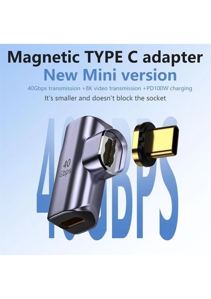 Stil 7 Usb4.0 Thunderbolt 3 Manyetik Adaptör 40GBPS USB C Erkek - Kadın 100W Hızlı Şarj 8K@60Hz iPad MacBook Için USB C Dönüştürücü (Yurt Dışından)