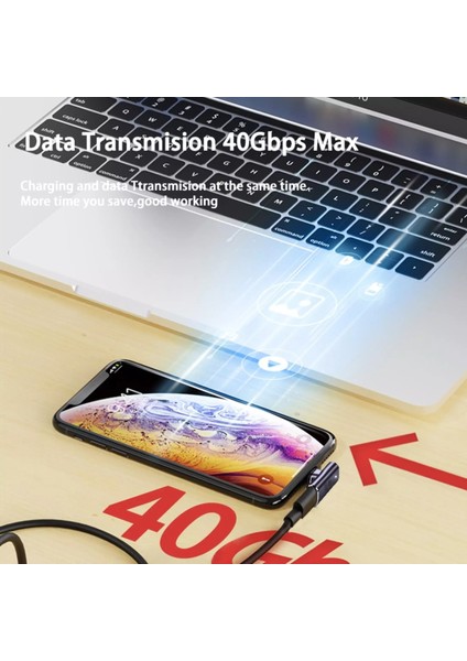 Stil 7 Usb4.0 Thunderbolt 3 Manyetik Adaptör 40GBPS USB C Erkek - Kadın 100W Hızlı Şarj 8K@60Hz iPad MacBook Için USB C Dönüştürücü (Yurt Dışından)