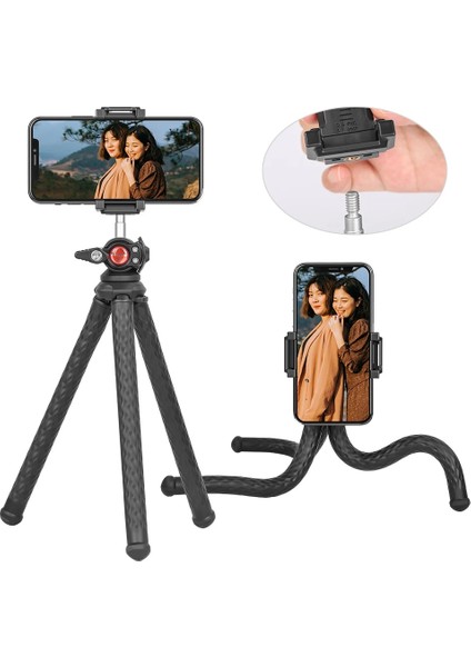 Ahtapot Tripod Ahtapot Esnek Tripod Dslr Kamera Akıllı Telefon Tutucu Vlog Tripod Ayarlanabilir Ballhead Soğuk Ayakkabı Için LED Işık Mikrofon (Yurt Dışından)