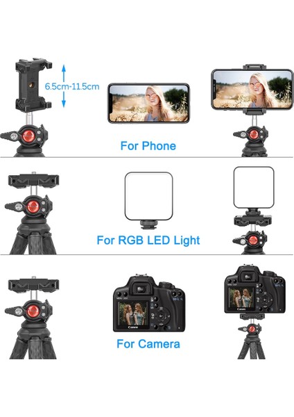 Ahtapot Tripod Ahtapot Esnek Tripod Dslr Kamera Akıllı Telefon Tutucu Vlog Tripod Ayarlanabilir Ballhead Soğuk Ayakkabı Için LED Işık Mikrofon (Yurt Dışından)