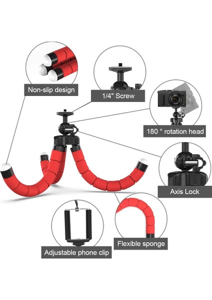 Kırmızı Tripod Telefon Için Tripod Esnek Sünger Ahtapot Mini Tripod iPhone Samsung Xiaomi Için Akıllı Telefon Tutucu Klip Standı Gopro 9 8 7 (Yurt Dışından) fırsatları
