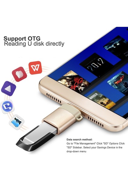 Usb-Tipi C Gümüş Mikro USB C Tipi Kablo Dönüştürücü Tip C MacBook Pro Xiaomi Huawei Cep Telefonu Flash Sürücü Okuyucu Için USB 3.0 Otg Adaptörü (Yurt Dışından)