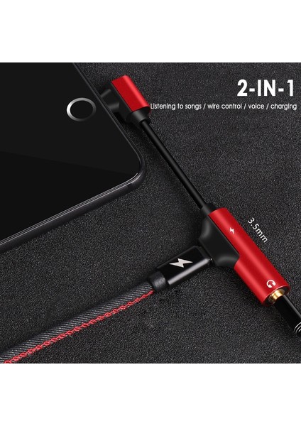 Kırmızı USB C Dac Adaptörü 2 In 1 Tip C 3.5 Kulaklık Adaptörü Ses Tipi-C Kulaklık 3mm Jack Aux USB C 3.5 Xiaomi Usbc 3 5 (Yurt Dışından)