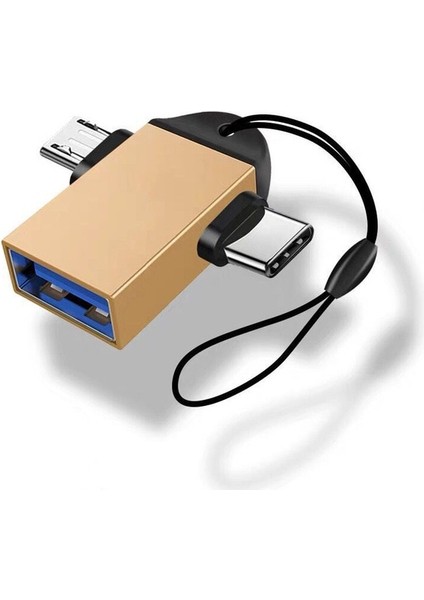 Altın Xiaomi 2 In 1 Otg Adaptör USB 3.0 Dişi Mikro USB Erkek ve USB C Erkek Konnektör Alüminyum Alaşımlı Go Dönüştürücü (Yurt Dışından)