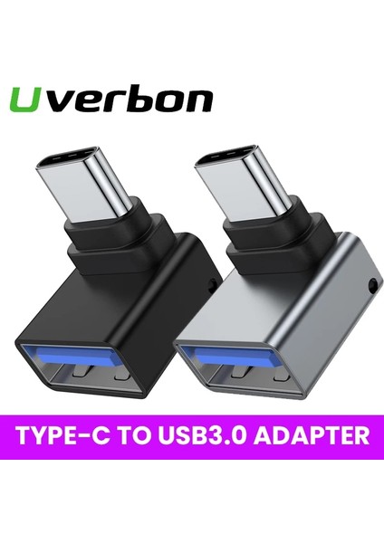 Siyah USB Dönüştürücü 90 Derece USB C Tipi Adaptör USB 3.0 Adaptörü Macbook Xiaomi Huaweı Samsung USB Otg Konektörü Telefon Adaptörü (Yurt Dışından)