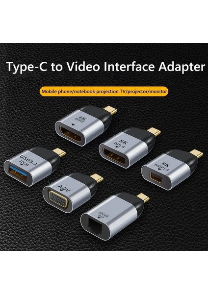 HD015 USB Tip C HDMI Uyumlu Adaptör Usb-C - Usb3.1 /dp/vga/mini DP/RJ45 4k/8k 60Hz Dizüstü Bilgisayar Macbook Pro Için Video Transferi (Yurt Dışından)