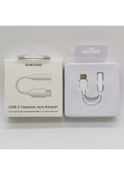 Beyaz Kutulu Samsung Type C - 3,5mm Kulaklık Jakı Adaptörü Aux Ses Kablosu Galaxy S23 S22 S21 S20 Not 20 Ultra 10 Artı Z Çevirme Katlama 4 3 2 (Yurt Dışından) modelleri