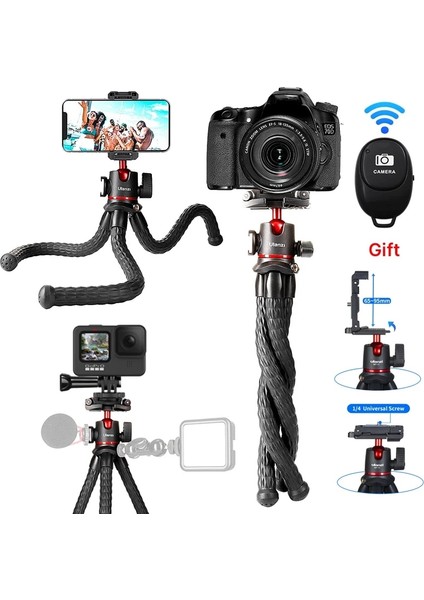 Uzaktan Hediye Ulanzi Mt-11 Esnek Ahtapot Mini Tripod iPhone Akıllı Telefon Dslr Slr Kamera Gopro Vlog Taşınabilir 2 In 1 Selfie Sopa Tripod (Yurt Dışından)