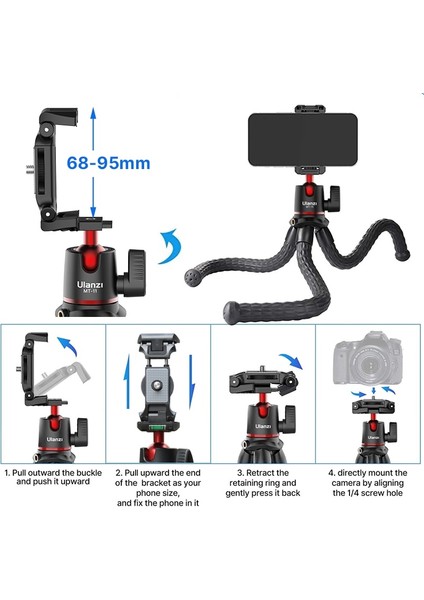 Uzaktan Hediye Ulanzi Mt-11 Esnek Ahtapot Mini Tripod iPhone Akıllı Telefon Dslr Slr Kamera Gopro Vlog Taşınabilir 2 In 1 Selfie Sopa Tripod (Yurt Dışından)