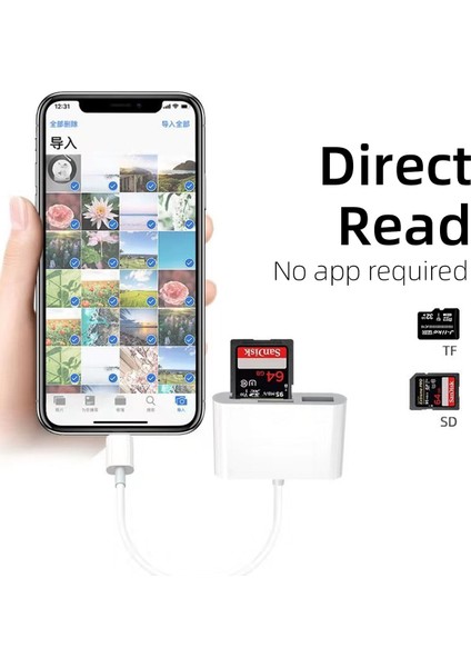 Mikro Beyaz Fonken USB C Tipi Kart Okuyucu Otg Adaptörü Mikro USB Sd/tf Kart Okuyucu Macbook Akıllı Telefon Için Veri Aktarım Kablosu U Disk Okuyucu (Yurt Dışından)
