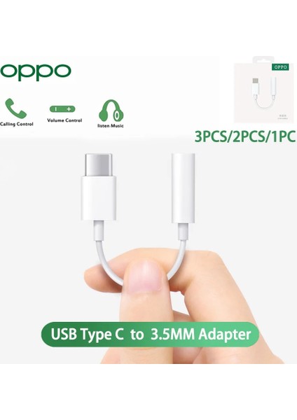 Beyaz 3 Adet Orijinal Tip C 3 5 mm Jack Oppo USB C 3.5mm Ses Adaptörü Kulaklık Jak Kablosu Bul X5 Realme X50 Gt 2t Vivo Için Adaptador (Yurt Dışından)