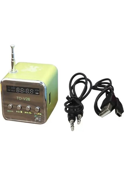 Yeşil TD-V26 Fm Radyo Mp3 Çalar Hoparlör Taşınabilir Cep Dijital Fm Stereo Radyo Alıcısı LCD Ekran Desteği USB Tf Kart (Yurt Dışından)