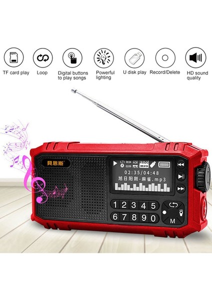 Gri Çok Fonksiyonlu Fm Radyo LED Ekranlı Taşınabilir Bluetooth Hoparlör El Feneri Desteği U Disk Tf Kart Aux Zaman Şarkı Sözleri Ekranı (Yurt Dışından)