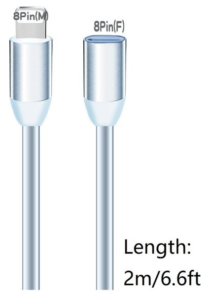 iPhone Için Beyaz 2m 6,6ft Meenova Yıldırım Uzatma Kablosu;video, Veri ve Sesi Erkekten Dişiye 8 Pimli Kabloyla Aktarın, Apple Pencil'ı Şarj Edin 2 M (Yurt Dışından)