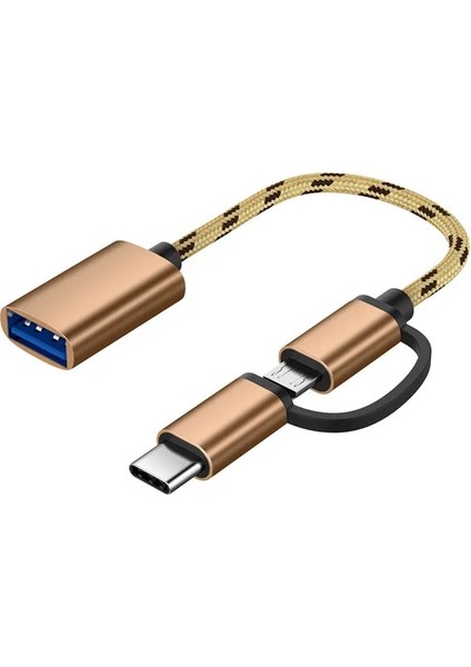01 17CM 2'si 1 Arada Tip-C Mikro USB - USB 3.0 Arayüzü Otg Adaptör Kablosu Type-C Adaptör Mikro USB Adaptörü 2 Isteğe Bağlı Renk (Yurt Dışından)