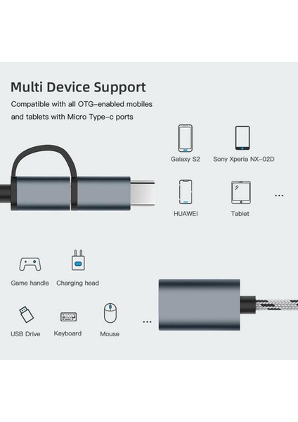 01 17CM 2'si 1 Arada Tip-C Mikro USB - USB 3.0 Arayüzü Otg Adaptör Kablosu Type-C Adaptör Mikro USB Adaptörü 2 Isteğe Bağlı Renk (Yurt Dışından)
