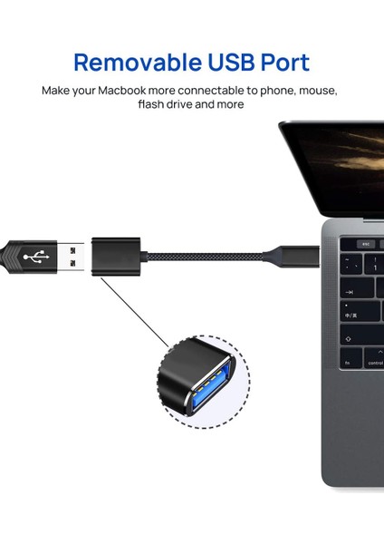 Tip C-Siyah USB C - USB Adaptörü USB Tip C Erkek - USB A Dişi Otg Kablo Thunderbolt3 - Huawei Xiaomi MacBook Pro/air Için USB Adaptörü (Yurt Dışından)