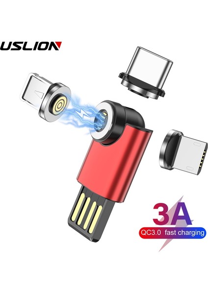 Mikro Siyah Uslıon 540 Döndür Mini Manyetik Şarj Cihazı iPhone Huawei Xiaomi Samsung Kablo Veri Transferi USB Tip C Cep Telefonu Şarj (Yurt Dışından)