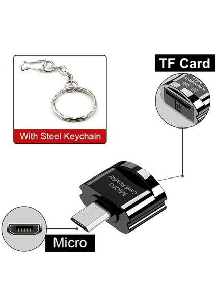 Mikro Siyah Zincir Elough Otg Tf Kart Okuyucu Tip C Mikro Sd Kart Adaptörü Poco Samsung Huawei Realme Xiaomi Pc Dizüstü Bilgisayar Flash Sürücü Otg Okuyucu (Yurt Dışından)