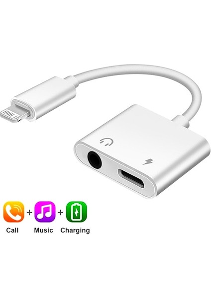 Aydınlatma 3.5mm Jack 2 In 1 Yıldırım 3.5mm Ses Adaptörü iPhone 13 12 11 Aux Jack Kulaklık Dönüştürücü Ses Dağıtıcı Şarj Kulaklık Kablosu (Yurt Dışından)
