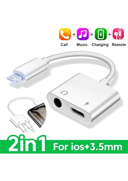Aydınlatma 3.5mm Jack 2 In 1 Yıldırım 3.5mm Ses Adaptörü iPhone 13 12 11 Aux Jack Kulaklık Dönüştürücü Ses Dağıtıcı Şarj Kulaklık Kablosu (Yurt Dışından) modelleri